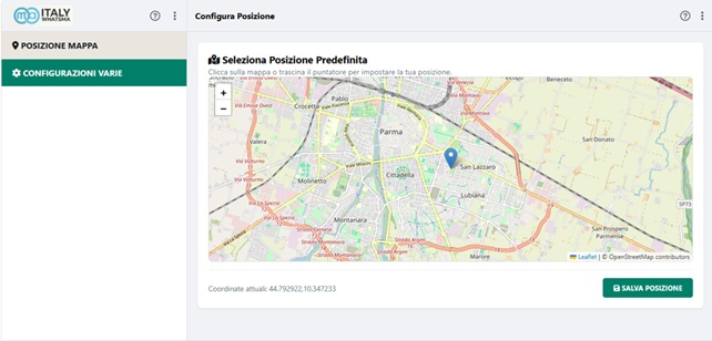 Configura Posizione Mappa