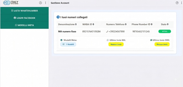 Gestione Account e Numeri Collegati
